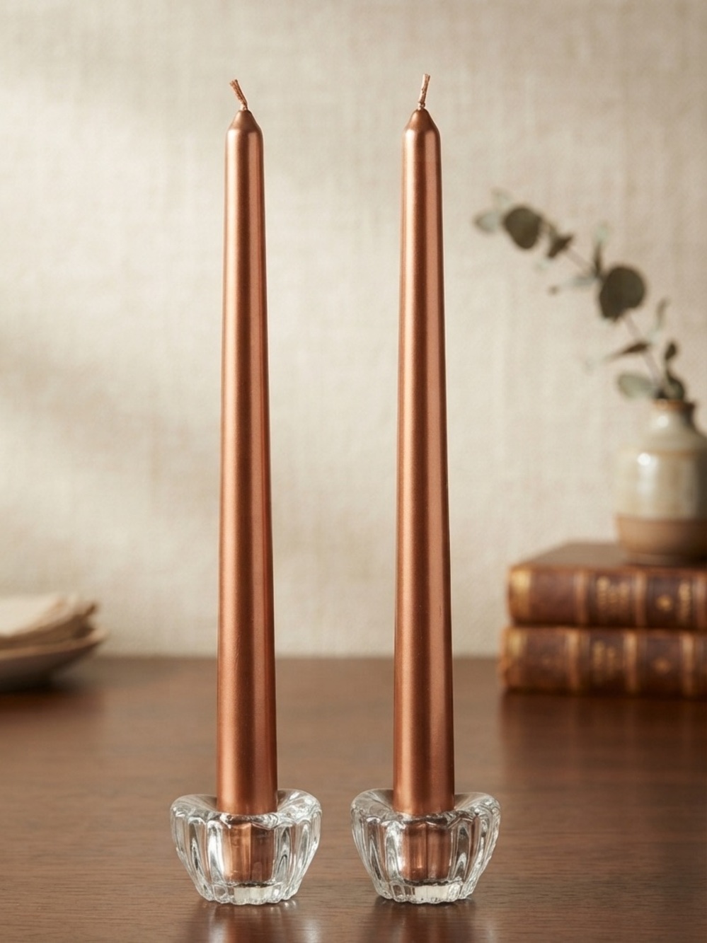 Heart-Shaped Clear Glass Taper Candle Holders